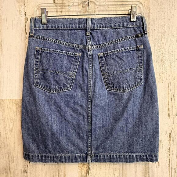 Lucky Brand Women's 4/27 Denim Button Front Skirt Blue Jean Casual Classic - Picture 3 of 15